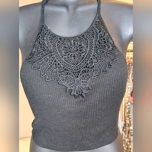 SO Pretty Little Layer XS Black Tank Top Built In Bra Crop Top